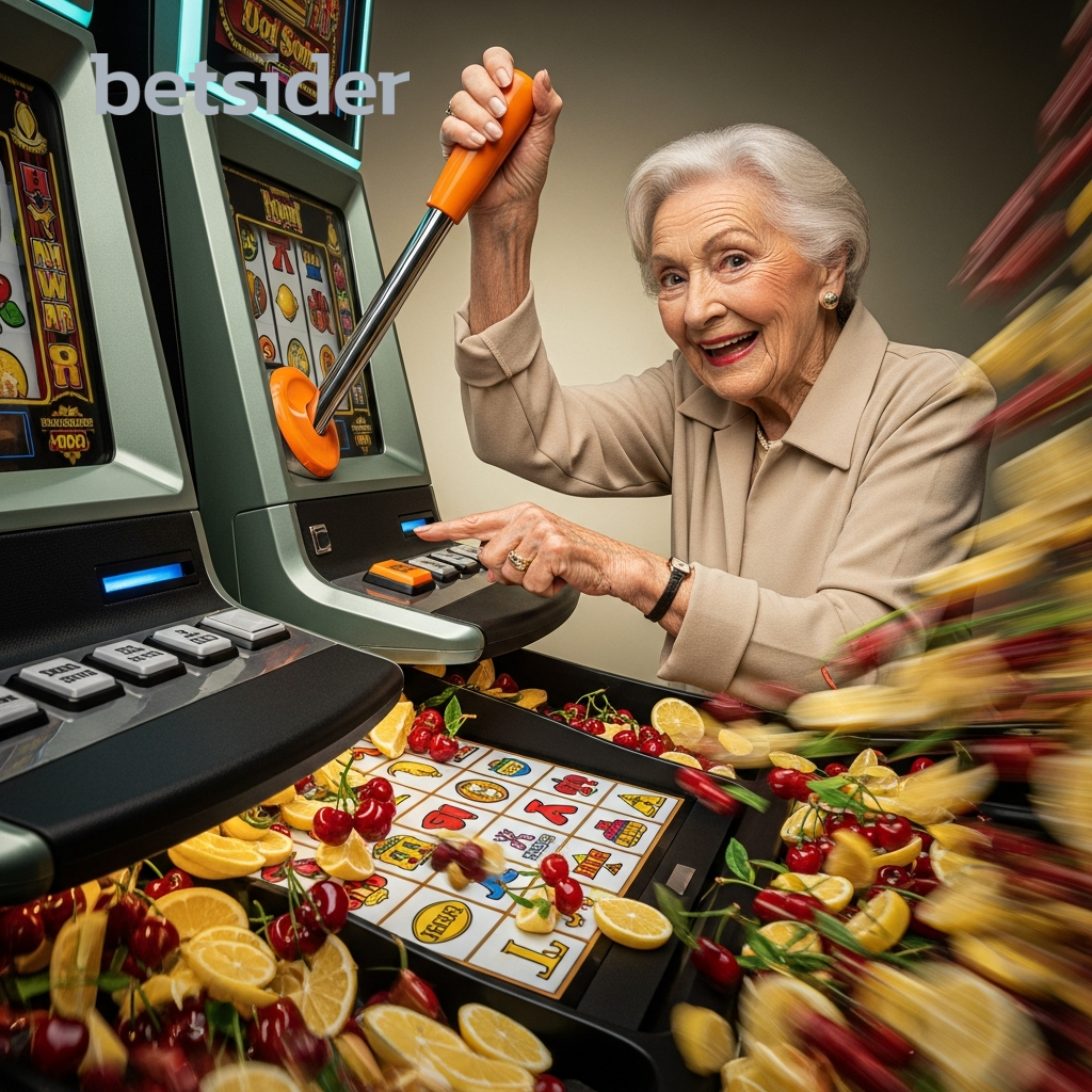 Excited woman celebrating a win at a slot machine